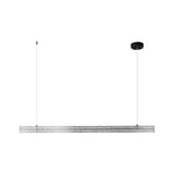 Modern Ribbon Textured LED Linear Pendant Light with Smoke Grey Glass Shade