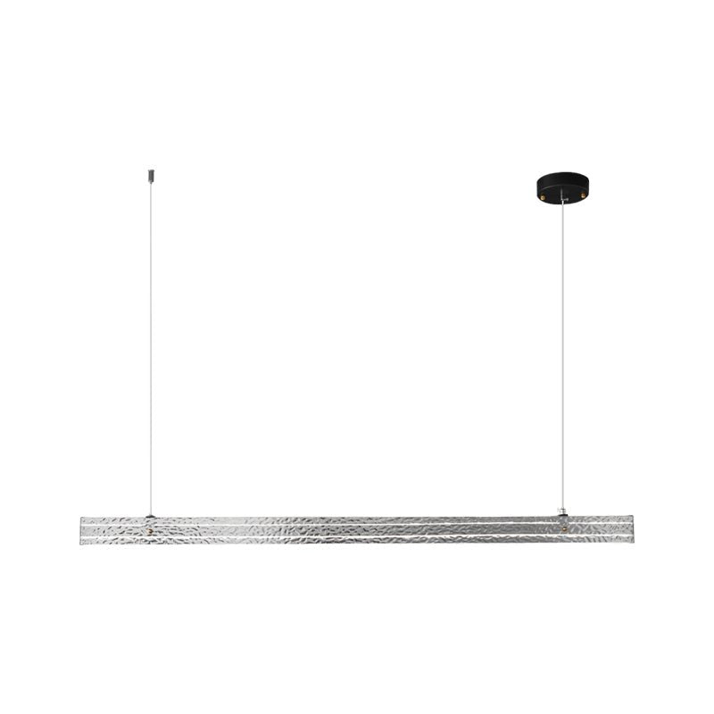 Modern Ribbon Textured LED Linear Pendant Light with Smoke Grey Glass Shade