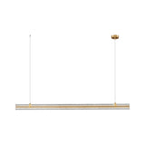 Modern Ribbon Textured LED Linear Pendant Light with Smoke Grey Glass Shade