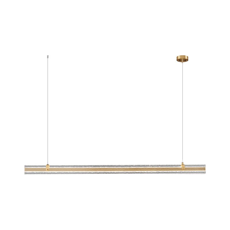 Modern Ribbon Textured LED Linear Pendant Light with Smoke Grey Glass Shade