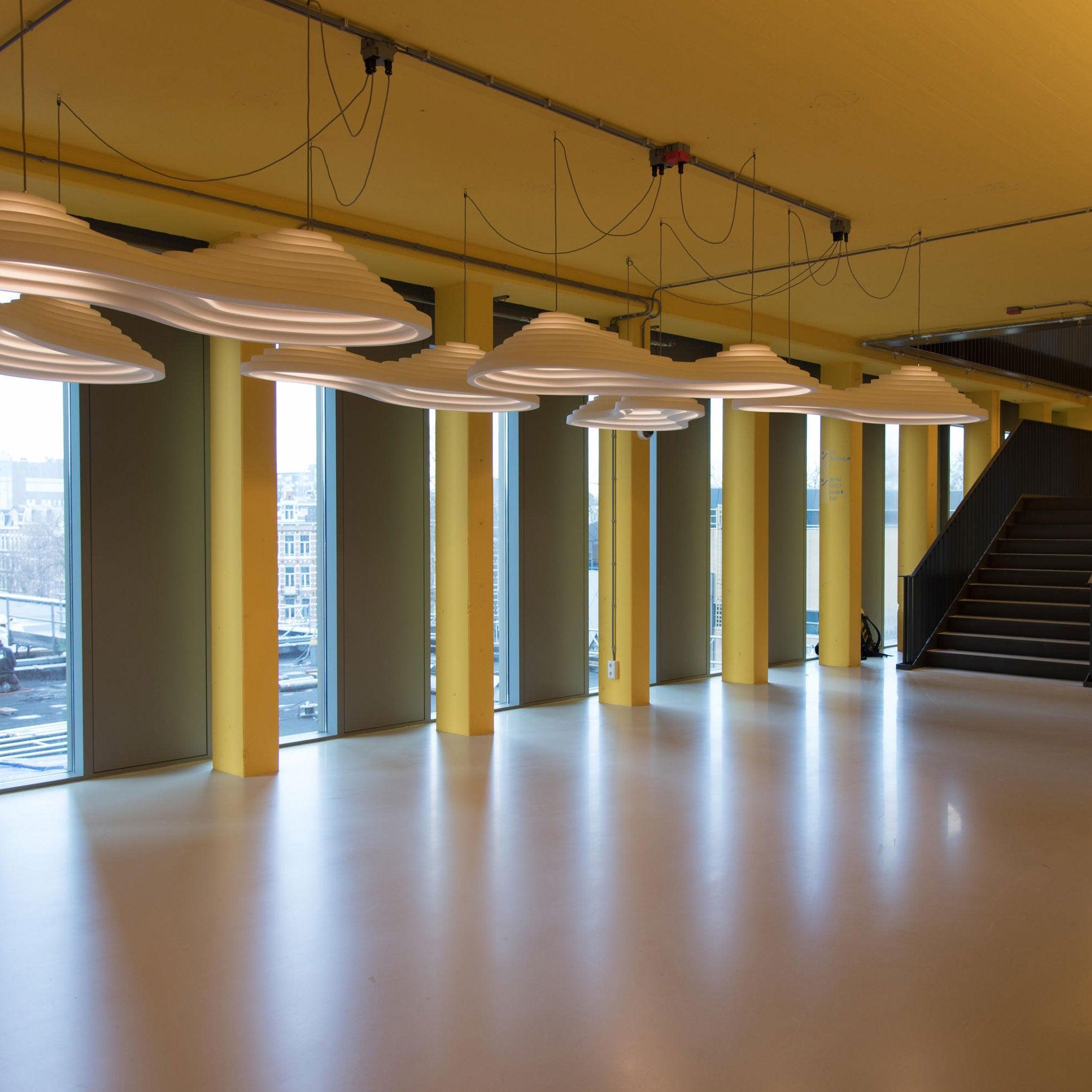Modern Rice Field Acoustic Ceiling Lamp with Sound Absorbing Melamine Foam and Resin Finish