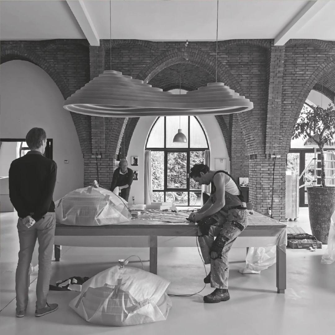 Modern Rice Field Acoustic Ceiling Lamp with Sound Absorbing Melamine Foam and Resin Finish
