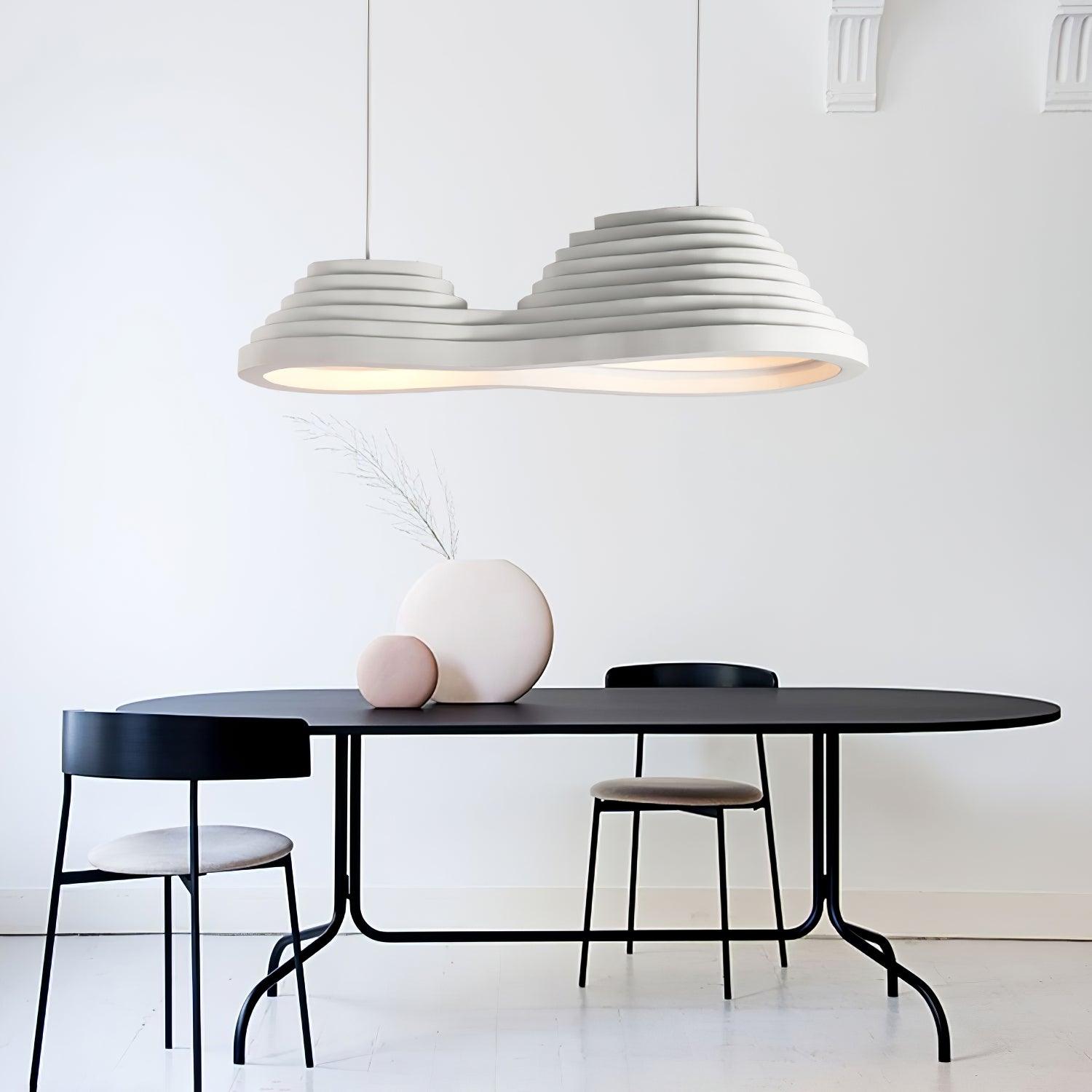 Modern Rice Field Sound Absorbing Resin Pendant Light Textured Acoustic Hanging Lamp for Offices and Homes