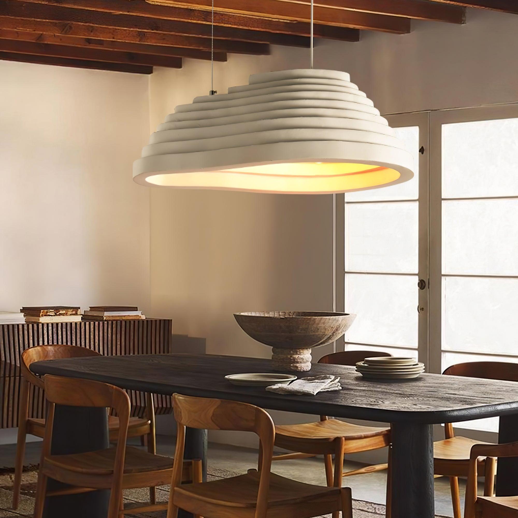 Modern Rice Field Sound Absorbing Resin Pendant Light Textured Acoustic Hanging Lamp for Offices and Homes