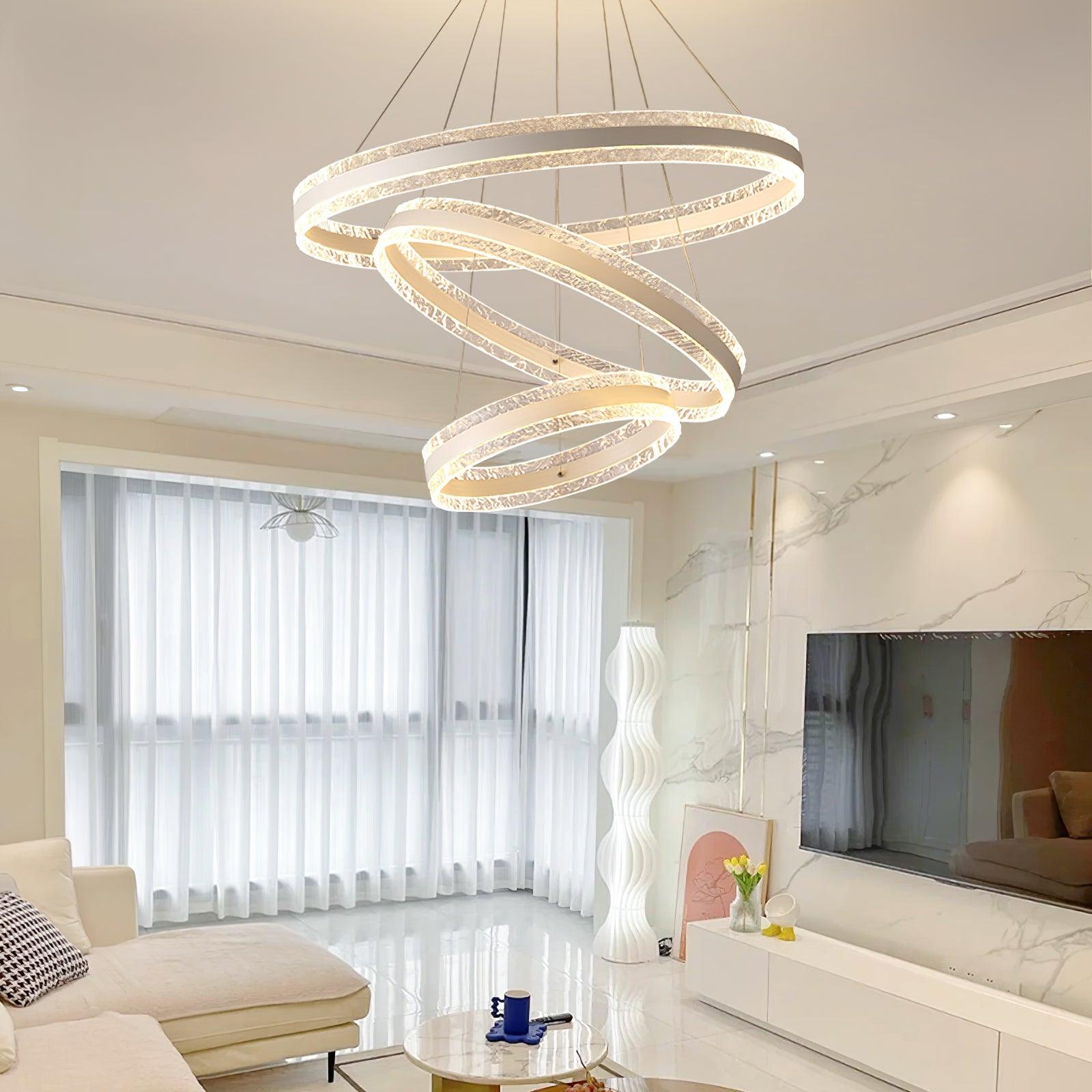 Modern Ring LED Pendant Light Circular Chandelier for Staircase and Entryway
