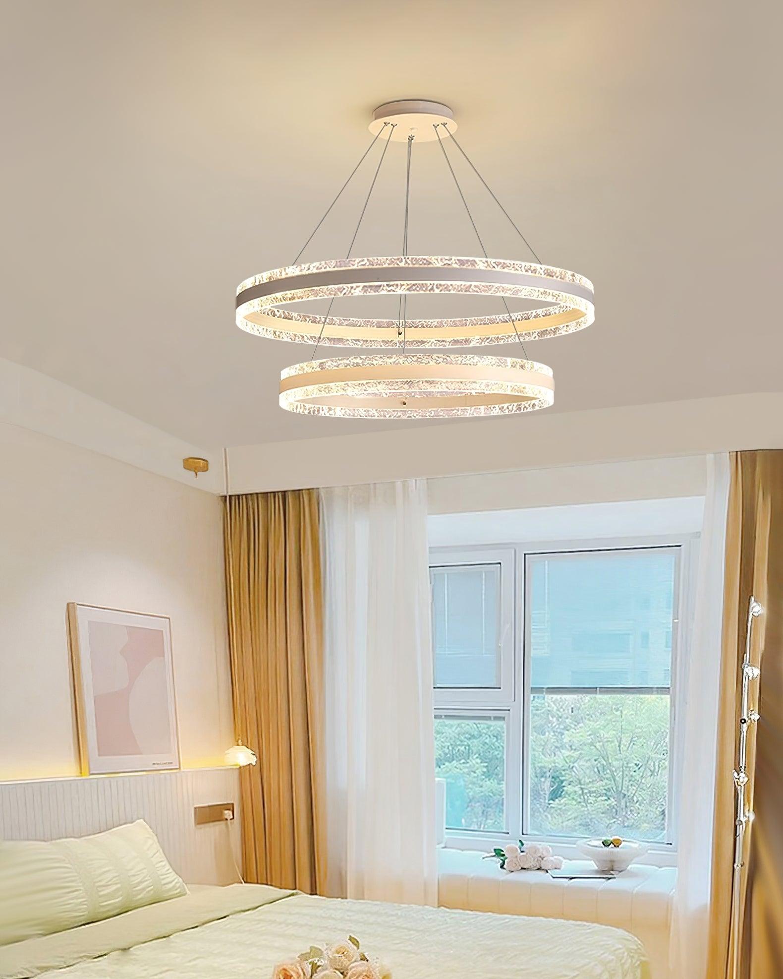 Modern Ring LED Pendant Light Circular Chandelier for Staircase and Entryway