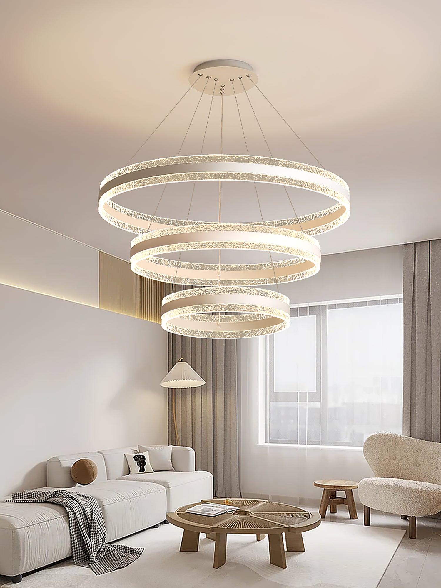 Modern Ring LED Pendant Light Circular Chandelier for Staircase and Entryway