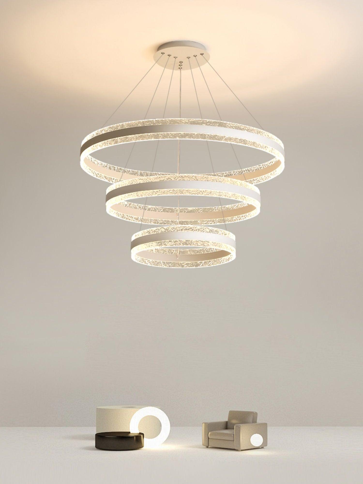 Modern Ring LED Pendant Light Circular Chandelier for Staircase and Entryway