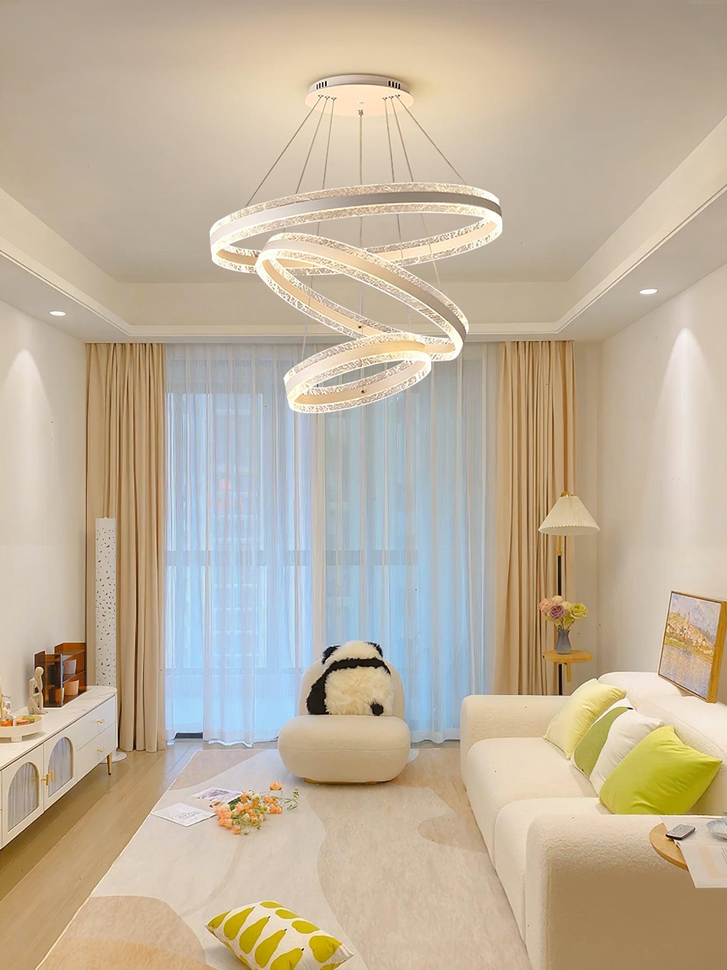 Modern Ring LED Pendant Light Circular Chandelier for Staircase and Entryway