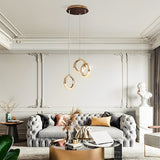 Modern Ring LED Pendant Light Electroplated Metal Circle Hanging Lamp for Dining Room and Bedroom
