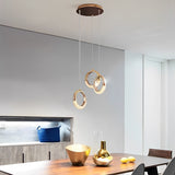 Modern Ring LED Pendant Light Electroplated Metal Circle Hanging Lamp for Dining Room and Bedroom