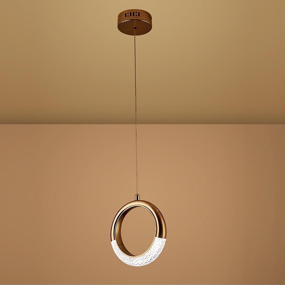 Modern Ring LED Pendant Light Electroplated Metal Circle Hanging Lamp for Dining Room and Bedroom