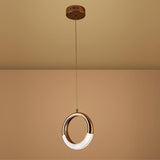 Modern Ring LED Pendant Light Electroplated Metal Circle Hanging Lamp for Dining Room and Bedroom