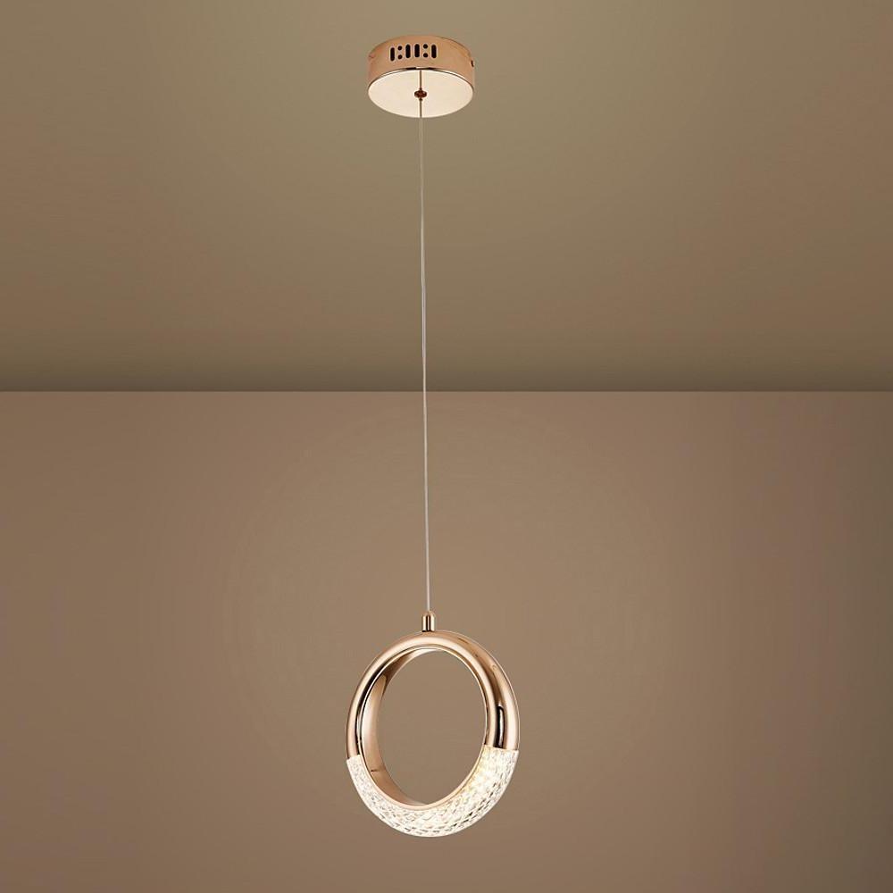 Modern Ring LED Pendant Light Electroplated Metal Circle Hanging Lamp for Dining Room and Bedroom