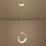 Modern Ring LED Pendant Light Electroplated Metal Circle Hanging Lamp for Dining Room and Bedroom