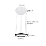 Modern Ring Shaped LED Pendant Light with Acrylic Shade and Adjustable Height for Living Room