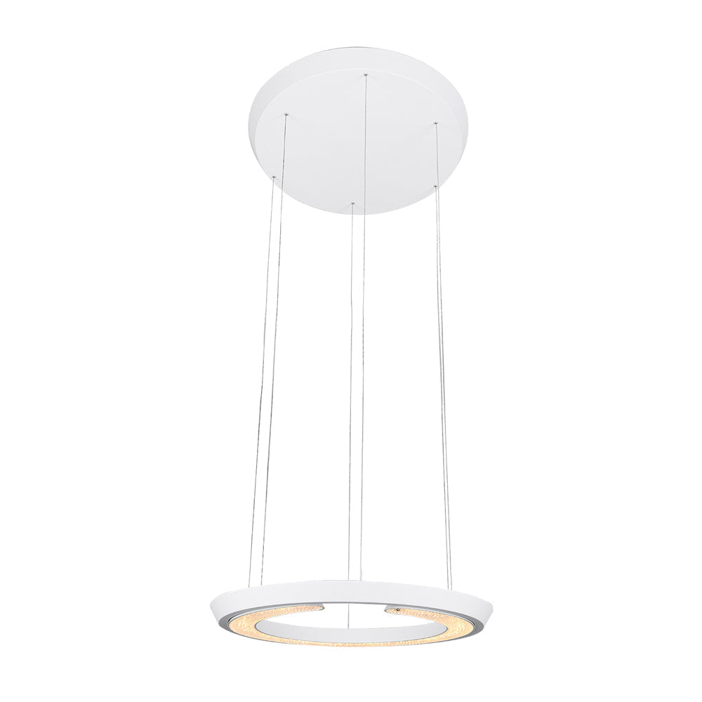 Modern Ring Shaped LED Pendant Light with Acrylic Shade and Adjustable Height for Living Room