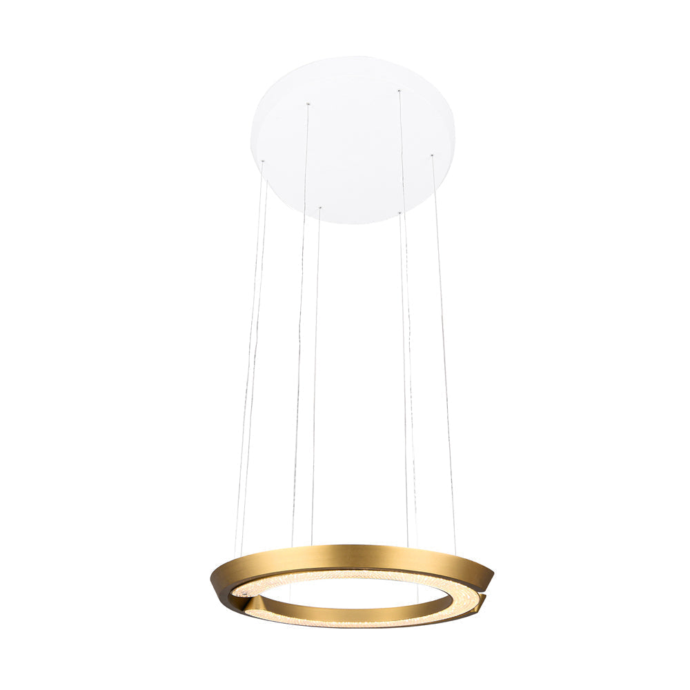 Modern Ring Shaped LED Pendant Light with Acrylic Shade and Adjustable Height for Living Room