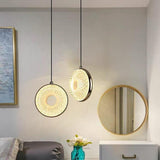Modern Ring Shaped LED Pendant Light with Electroplated Metal and Acrylic Shade for Dining Room