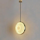 Modern Ring Shaped LED Pendant Light with Electroplated Metal and Acrylic Shade for Dining Room