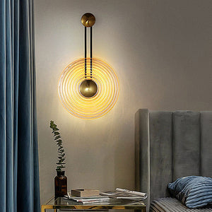 Modern Ripple Glass LED Wall Sconce with Corrugated Shade for Bedside and Living Room Decor