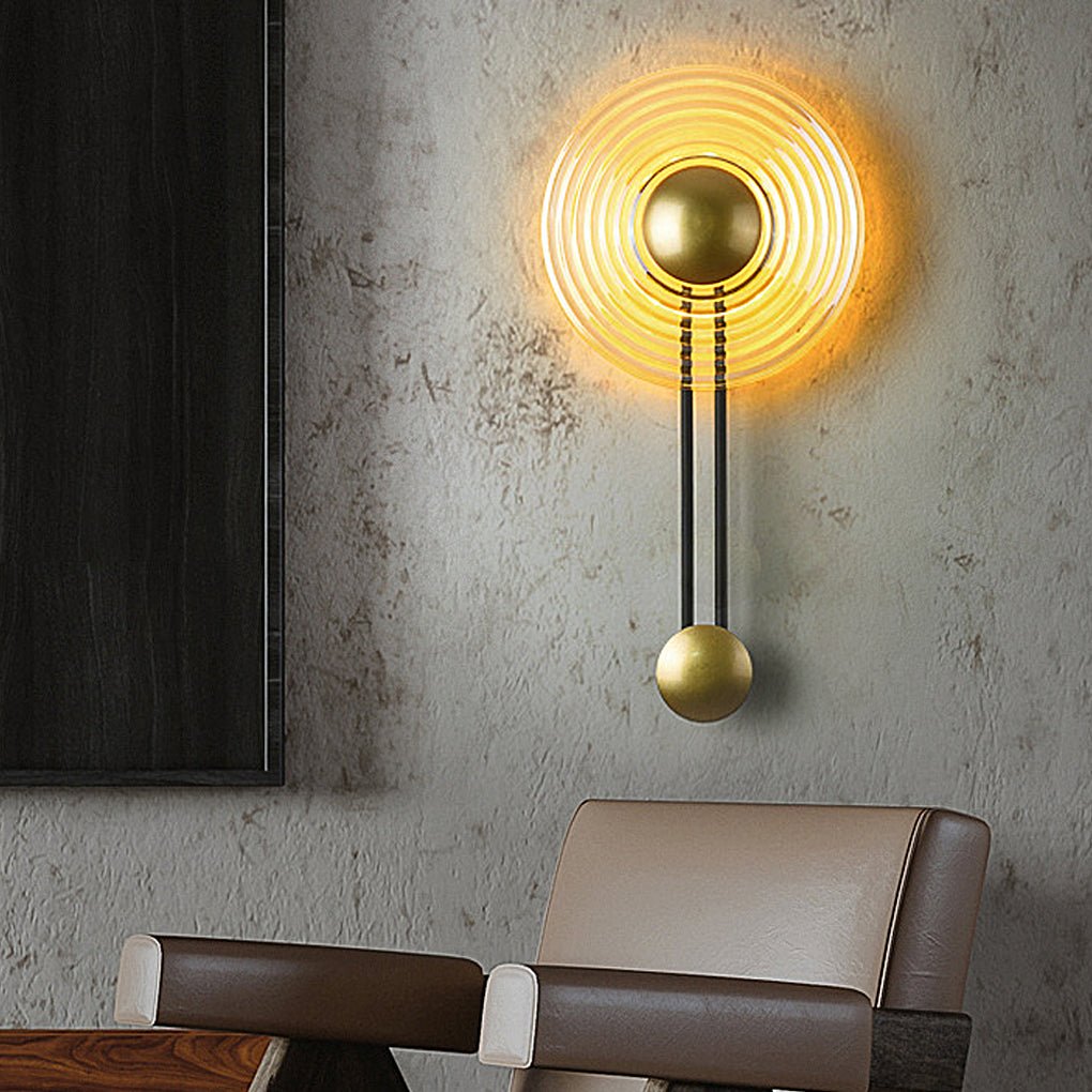 Modern Ripple Glass LED Wall Sconce with Corrugated Shade for Bedside and Living Room Decor
