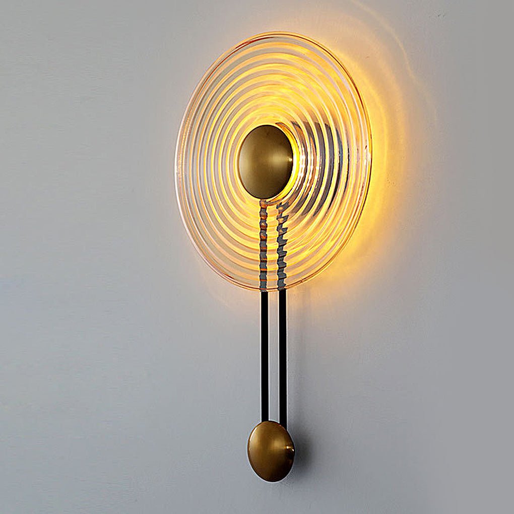 Modern Ripple Glass LED Wall Sconce with Corrugated Shade for Bedside and Living Room Decor