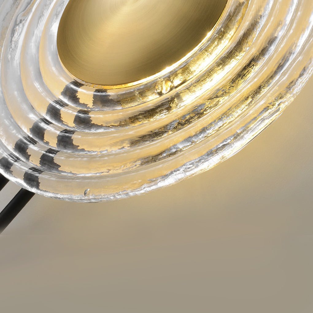 Modern Ripple Glass LED Wall Sconce with Corrugated Shade for Bedside and Living Room Decor