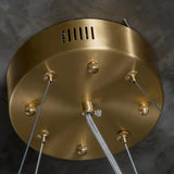 Modern Rock Alabaster Round Chandelier with Brass Hardware for Dining Room