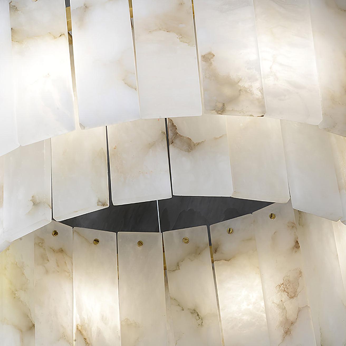 Modern Rock Alabaster Round Chandelier with Brass Hardware for Dining Room