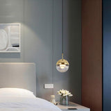 Modern Rose Gold Crystal Globe LED Pendant Light Adjustable Hanging Lamp for Dining Room