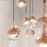 Modern Rose Gold Crystal Globe LED Pendant Light Adjustable Hanging Lamp for Dining Room