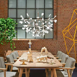 Modern Rose Gold Firefly LED Chandelier Contemporary Nature Inspired Leaf Pendant Lighting