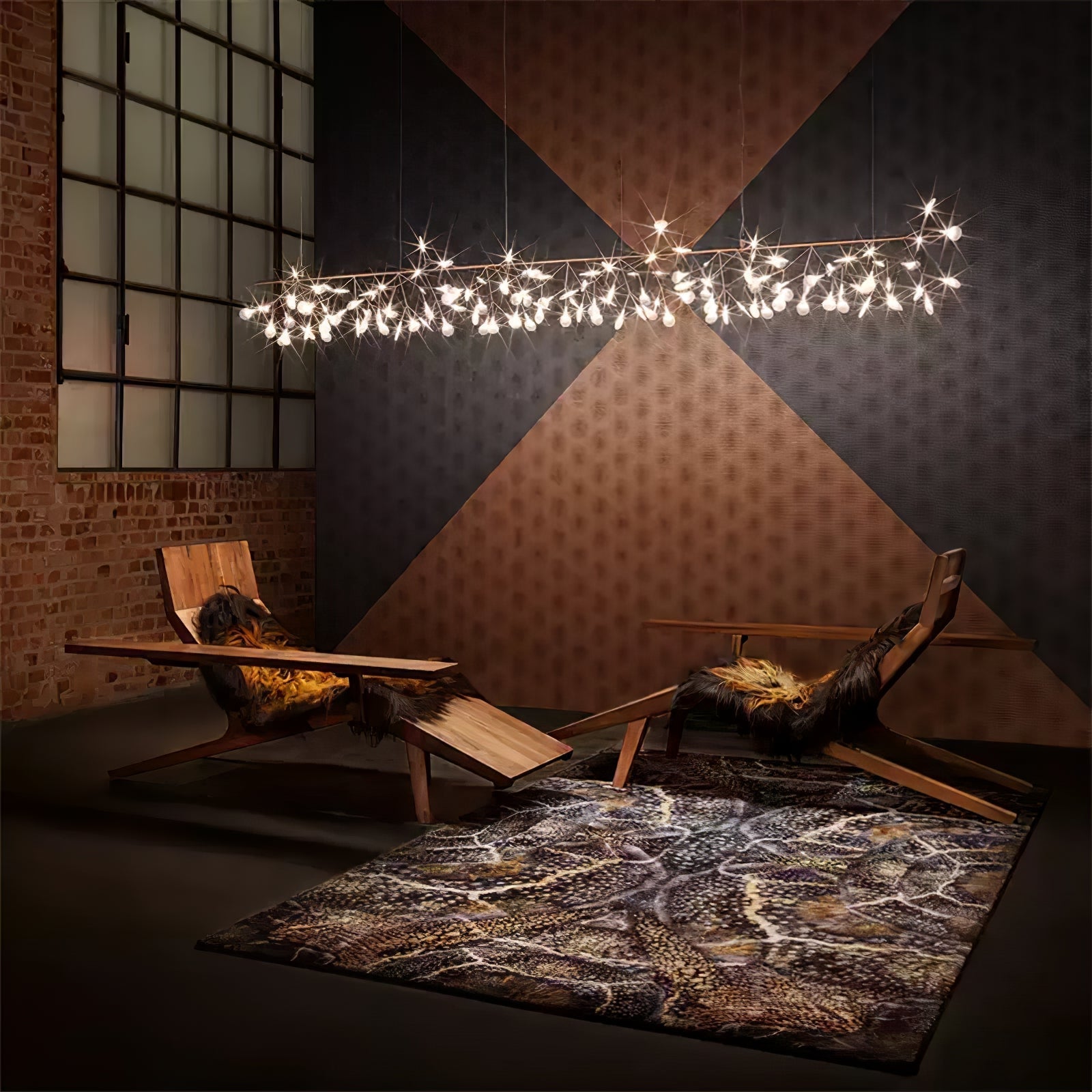 Modern Rose Gold Firefly LED Chandelier Contemporary Nature Inspired Leaf Pendant Lighting