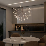 Modern Rose Gold Firefly LED Chandelier Contemporary Nature Inspired Leaf Pendant Lighting