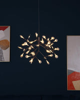 Modern Rose Gold Firefly LED Chandelier Contemporary Nature Inspired Leaf Pendant Lighting