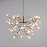 Modern Rose Gold Firefly LED Chandelier Contemporary Nature Inspired Leaf Pendant Lighting
