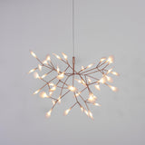 Modern Rose Gold Firefly LED Chandelier Contemporary Nature Inspired Leaf Pendant Lighting