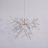 Modern Rose Gold Firefly LED Chandelier Contemporary Nature Inspired Leaf Pendant Lighting