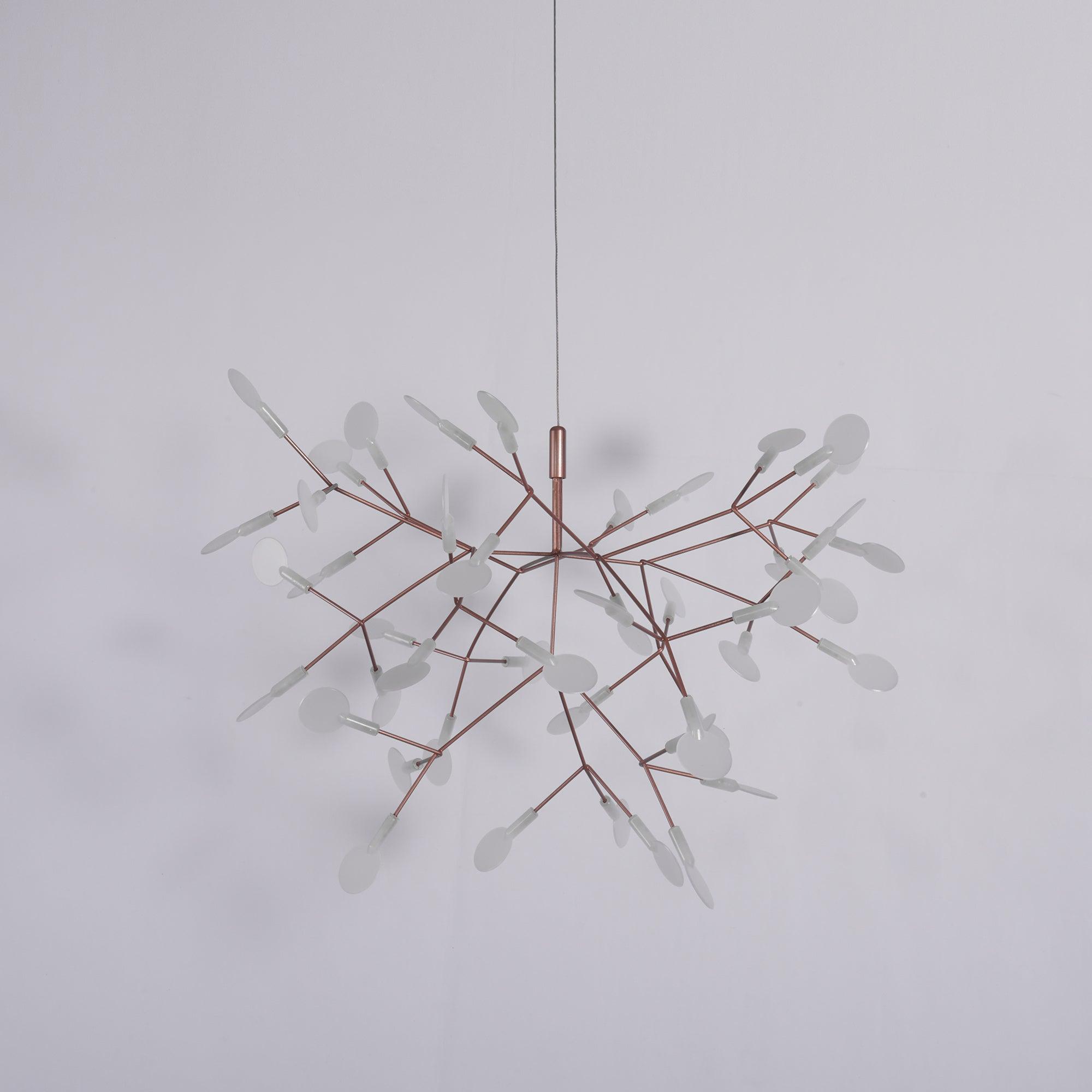 Modern Rose Gold Firefly LED Chandelier Contemporary Nature Inspired Leaf Pendant Lighting