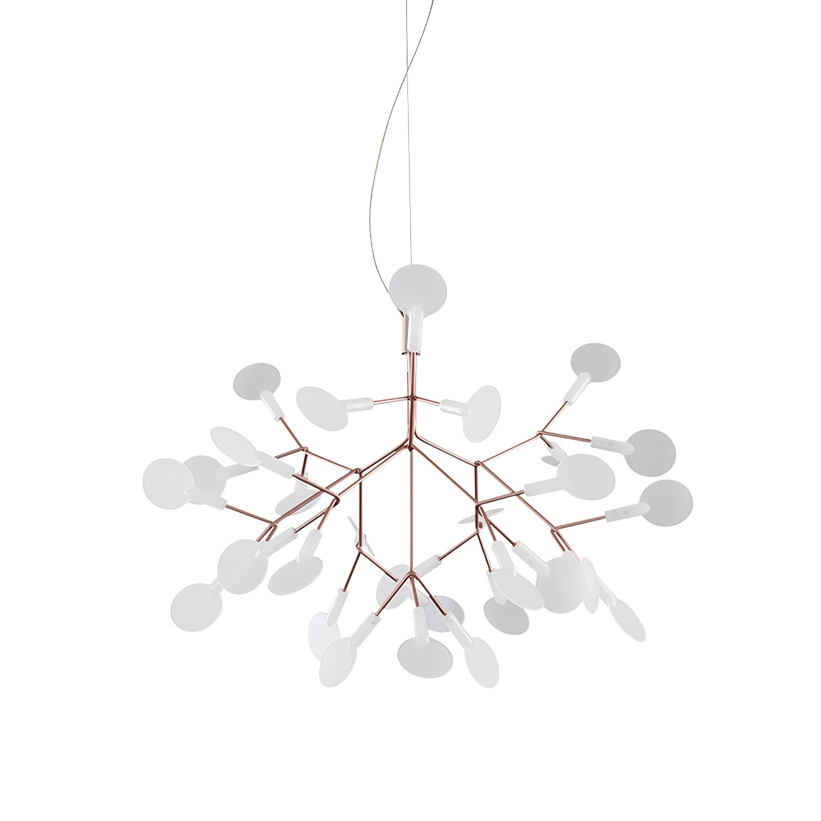 Modern Rose Gold Firefly LED Chandelier Contemporary Nature Inspired Leaf Pendant Lighting