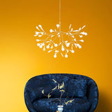 Modern Rose Gold Firefly LED Chandelier Contemporary Nature Inspired Leaf Pendant Lighting