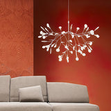 Modern Rose Gold Firefly LED Chandelier Contemporary Nature Inspired Leaf Pendant Lighting