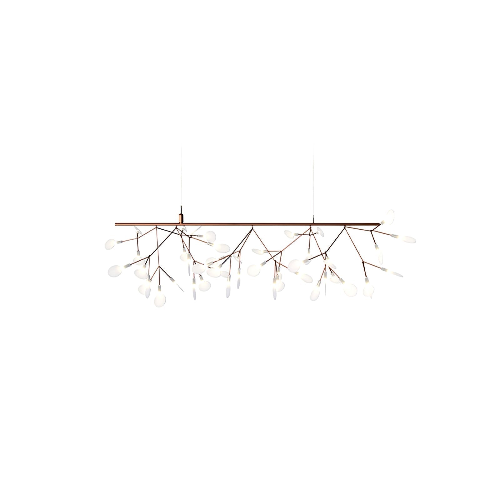 Modern Rose Gold Firefly LED Chandelier Contemporary Nature Inspired Leaf Pendant Lighting
