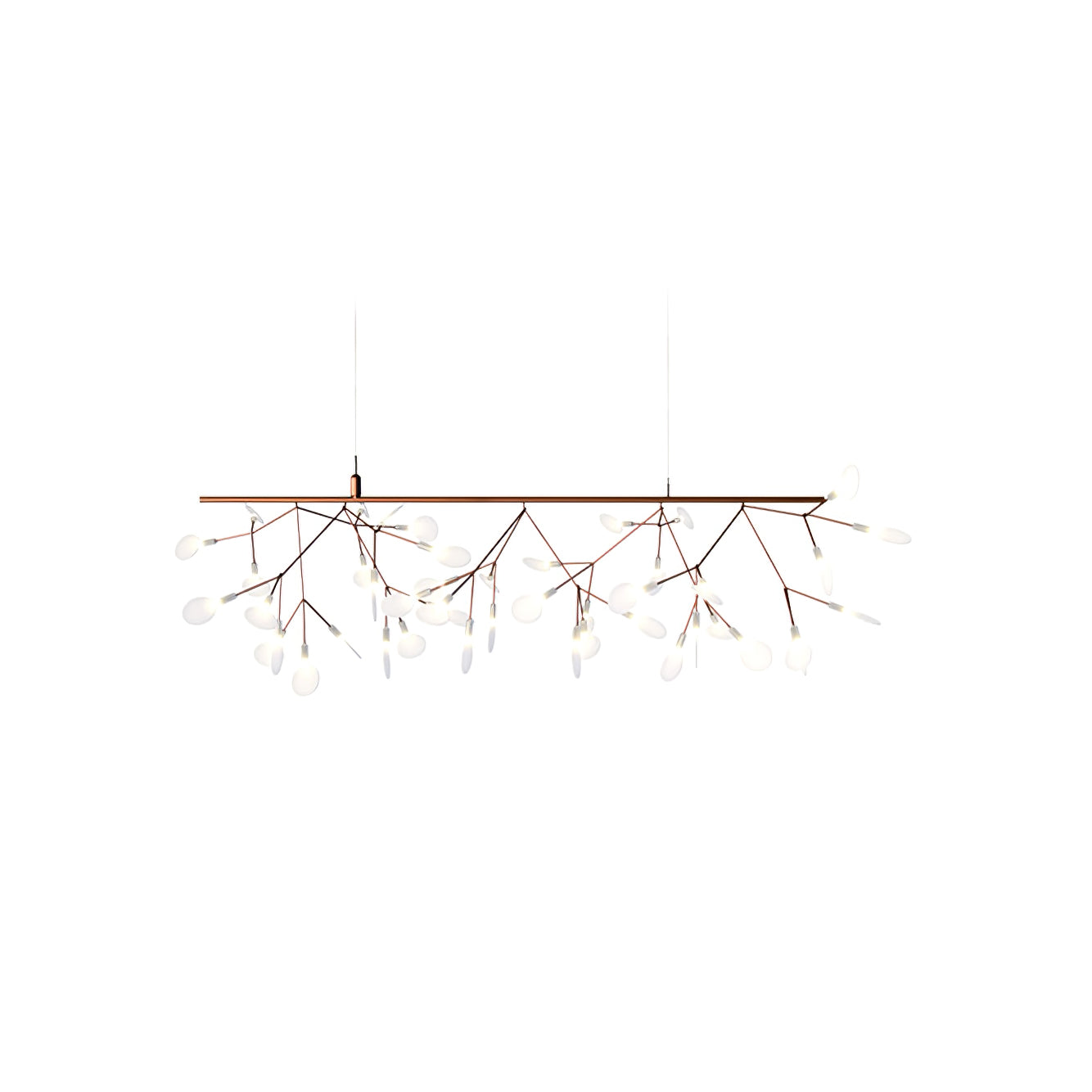 Modern Rose Gold Firefly LED Chandelier Contemporary Nature Inspired Leaf Pendant Lighting