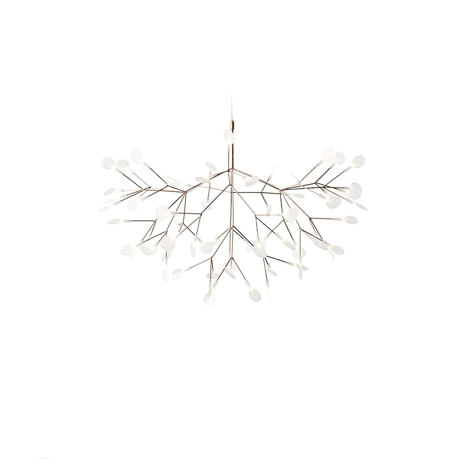Modern Rose Gold Firefly LED Chandelier Contemporary Nature Inspired Leaf Pendant Lighting