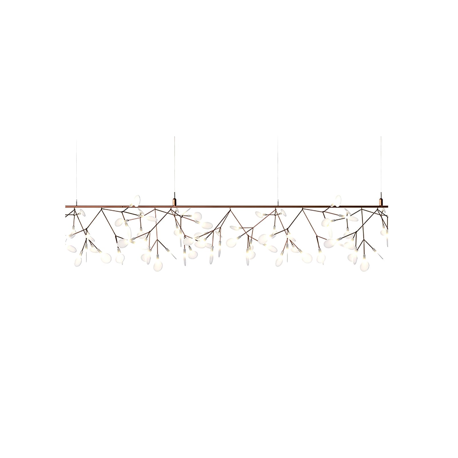 Modern Rose Gold Firefly LED Chandelier Contemporary Nature Inspired Leaf Pendant Lighting