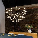 Modern Rose Gold Firefly LED Chandelier Contemporary Nature Inspired Leaf Pendant Lighting