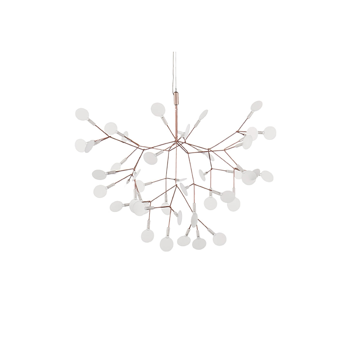 Modern Rose Gold Firefly LED Chandelier Contemporary Nature Inspired Leaf Pendant Lighting