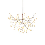 Modern Rose Gold Firefly LED Chandelier Contemporary Nature Inspired Leaf Pendant Lighting